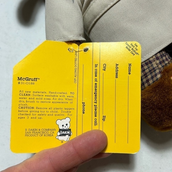 Vintage McGruff The Crime Dog 10 inch Plush~ 1981~ Dakin~ With Tags - Picture 6 of 8